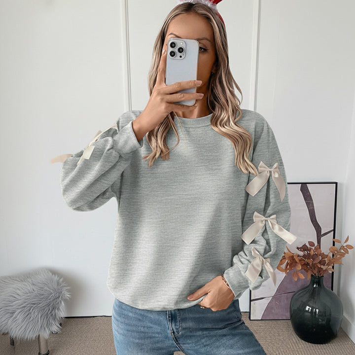 Ladies Fashionable Sweater with Bow Mune Fashion