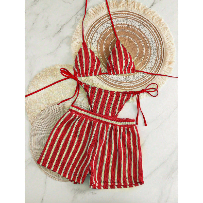 Ladies Two-Piece Leisure Swim Outfit with Adjustable Top and Elastic Shorts Mune Fashion
