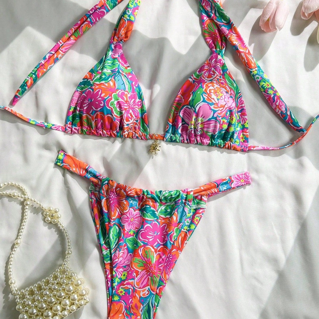 Women's Triangle Bikini with fashionable floral design Mune Fashion