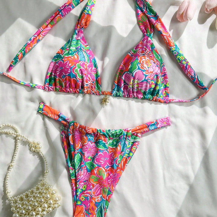 Women's Triangle Bikini with fashionable floral design Mune Fashion