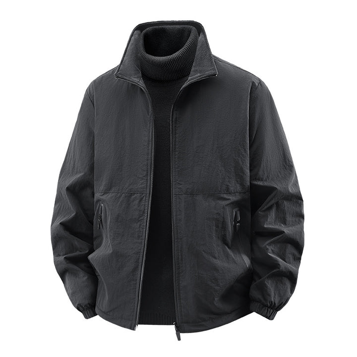 Men's  minimalist stand-collar travel jacket with sealed zip pockets and elastic cuffs Mune Fashion