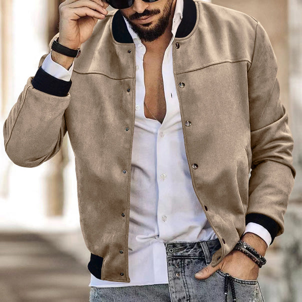 Men's bomber jacket in suede look with snap button closure and arm pocket Mune Fashion