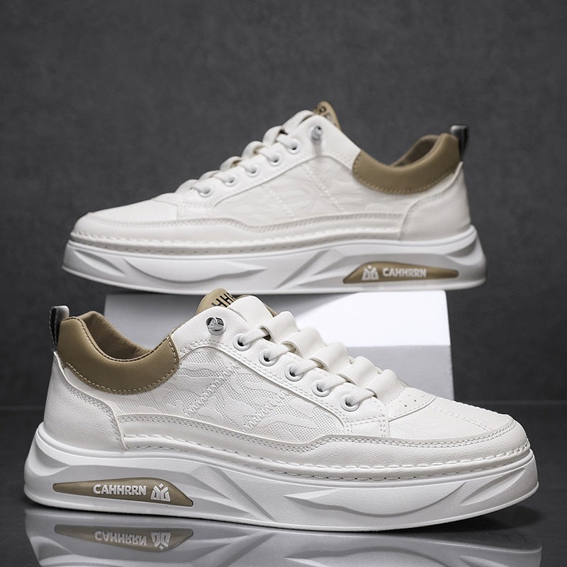 Unisex minimalist platform sneaker made of textured synthetic leather with padded heel collar and sculpted outsole Mune Fashion