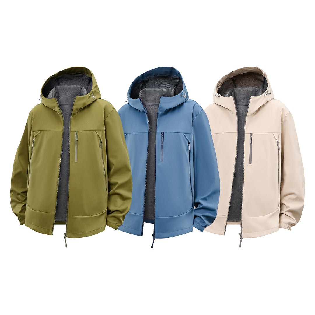 Men's Technical Softshell Hybrid Jacket with Fleece Lining and Adjustable Hood Mune Fashion