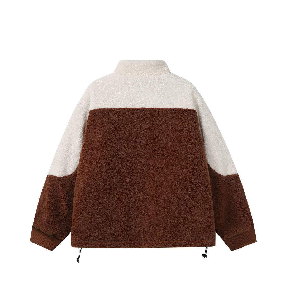 Unisex Oversized Sherpa-Fleece Jacket with Stand Collar and Front Zip Mune Fashion