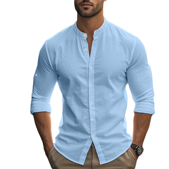 Men's tailored shirt in Nehru style with rollable sleeves and slim fit Mune Fashion
