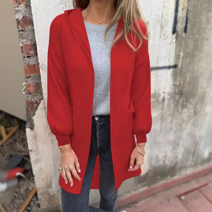 Women Open Long Blazer with Hood and Patch Pockets Mune Fashion