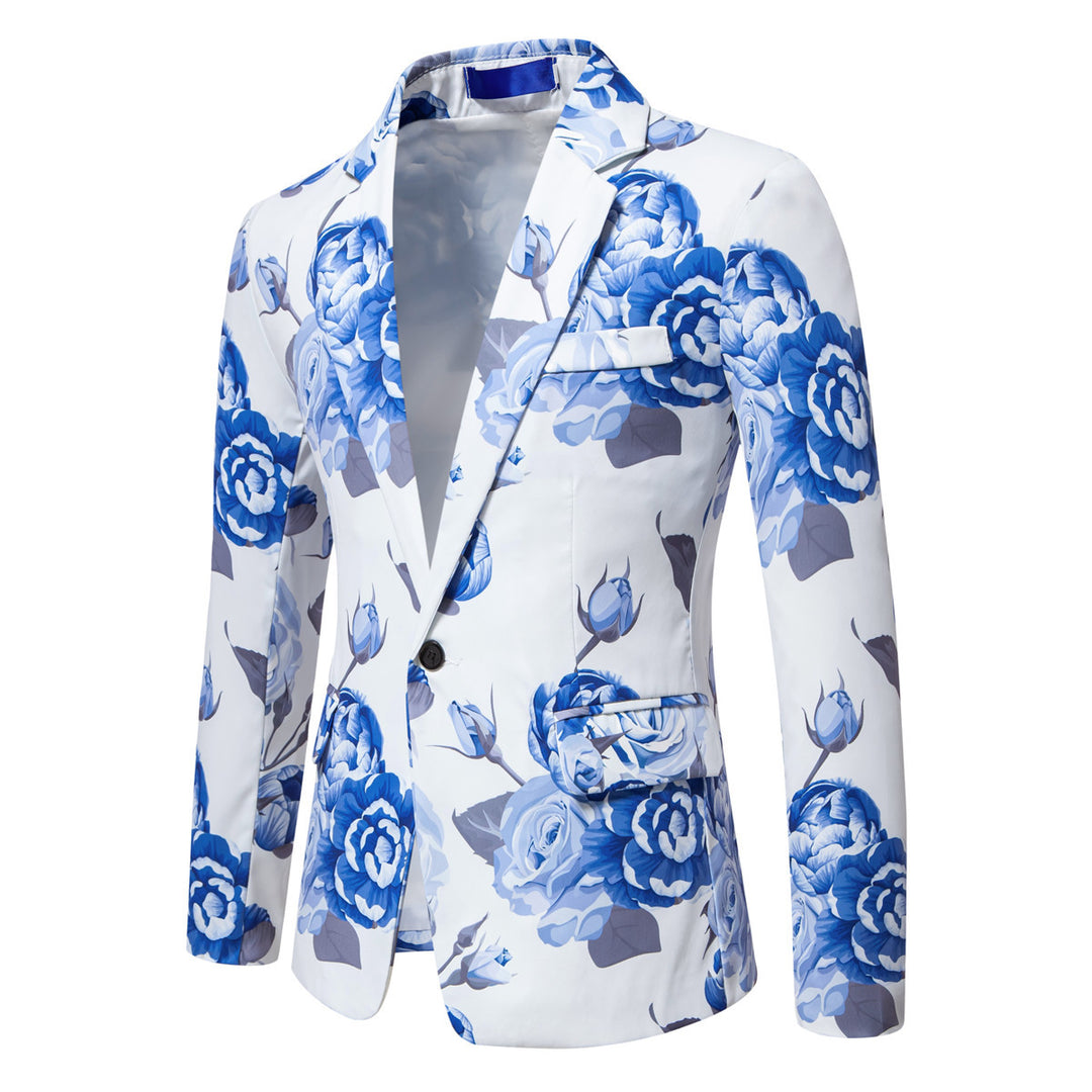 Men's Slim-Fit Blazer with all-over floral print and narrow lapel Mune Fashion