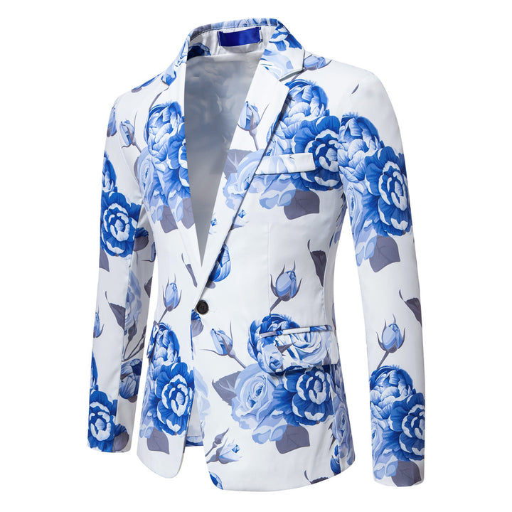 Men's Slim-Fit Blazer with all-over floral print and narrow lapel Mune Fashion