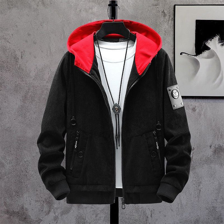 Men's Fashion Cord Jacket with Removable Hood Mune Fashion