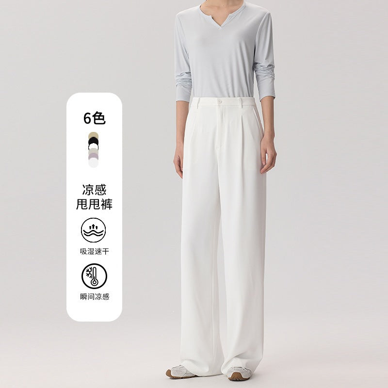 Women Wide High-Waisted Satin Pants with Pleats and Side Pockets Mune Fashion