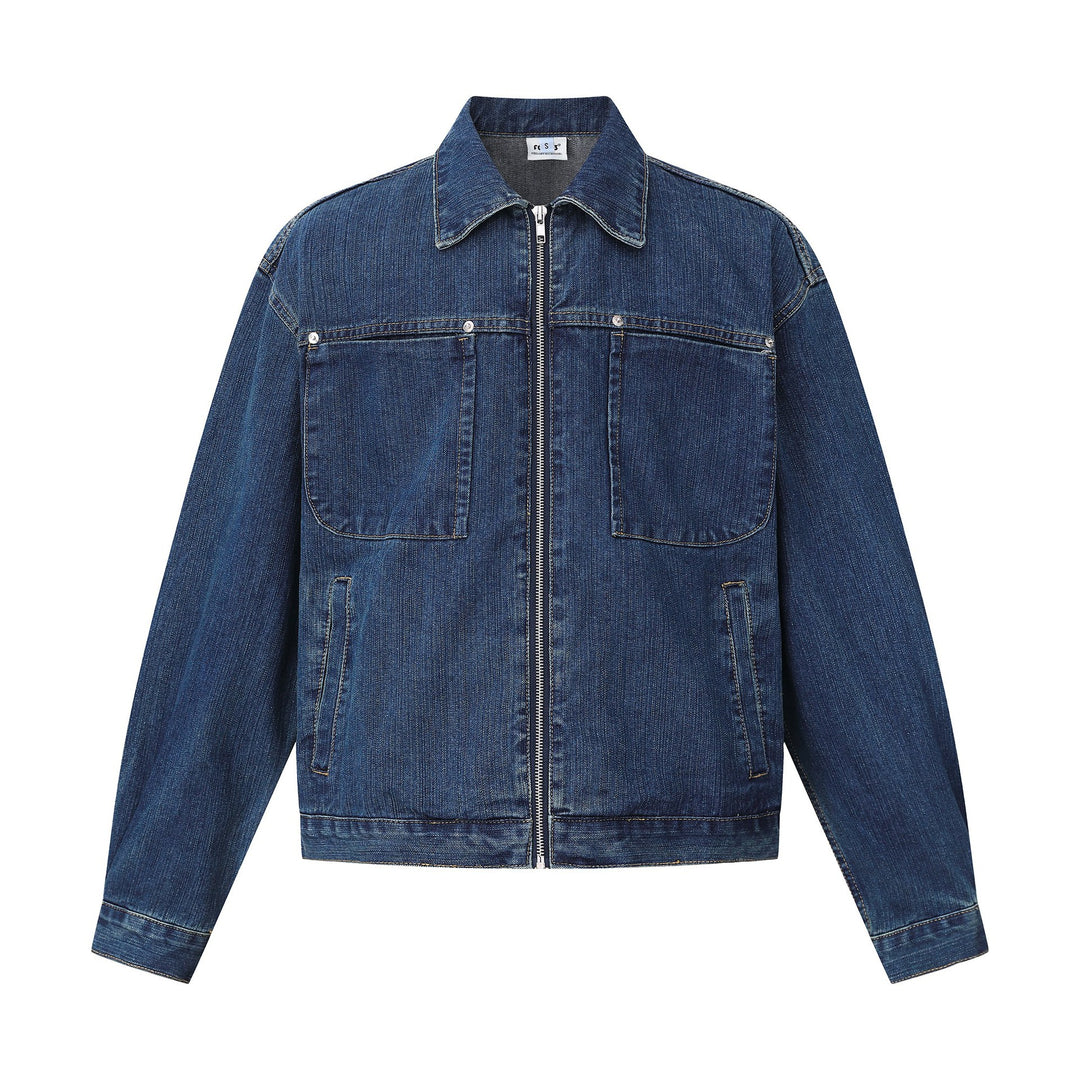 Unisex casually cut denim blouson jacket with full zip Mune Fashion