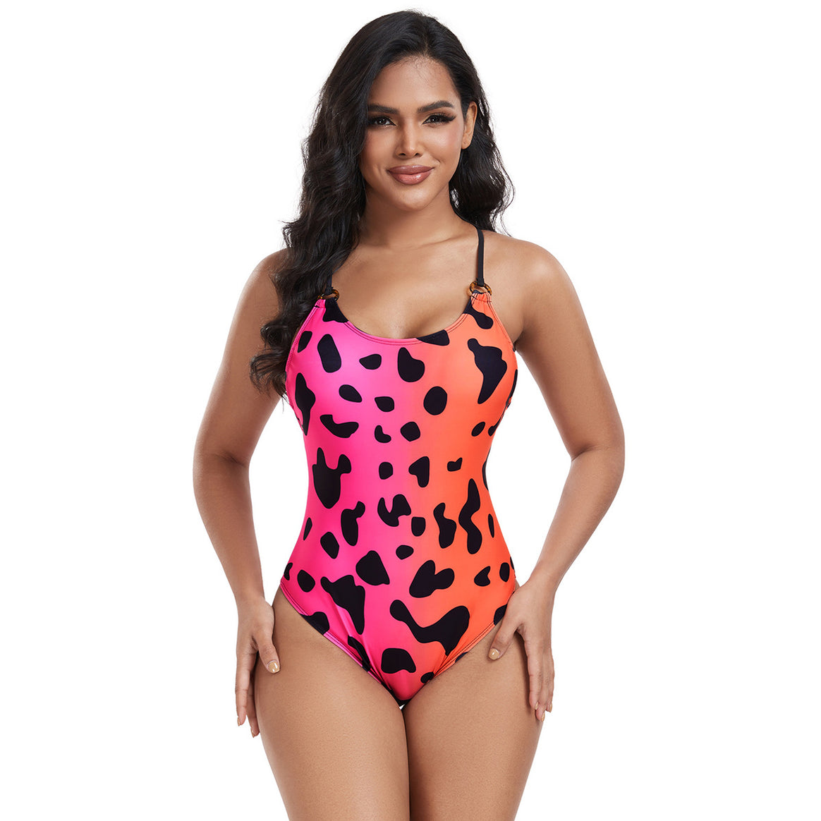 Women's One-Piece Swimsuit with Exciting Leopard Pattern and Adjustable Straps Mune Fashion