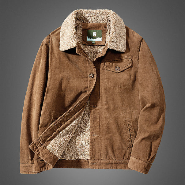 Men's Comfortable Cord Jacket with Teddy Lining Mune Fashion