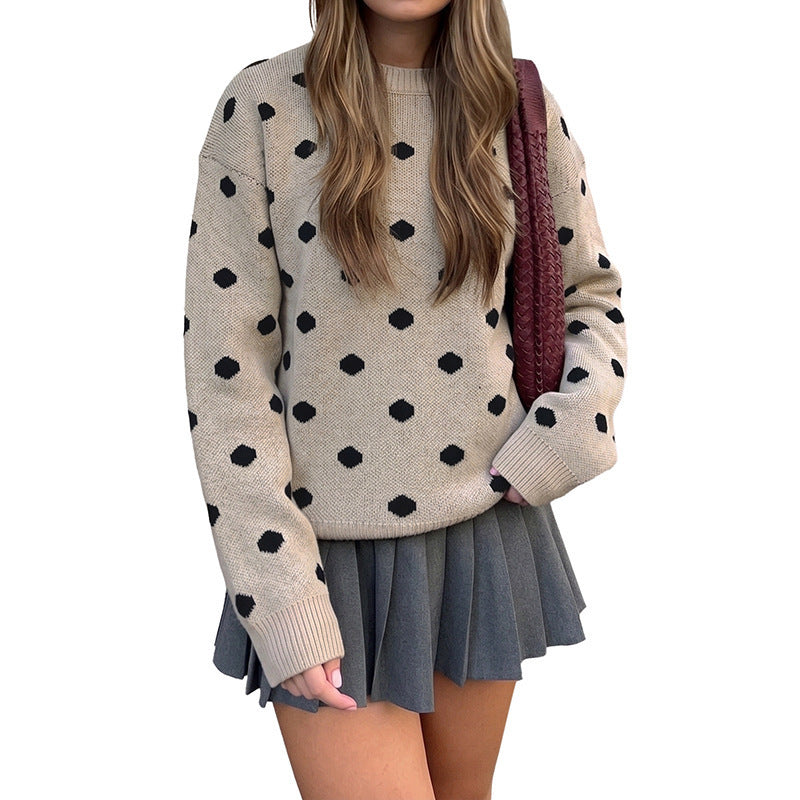 Women's Stylish Knitted Sweater with Dots Mune Fashion