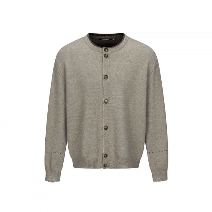 Unisex Boxy Knit Cardigan with Round Neck, Continuous Button Placket and Ribbed Finishes Mune Fashion