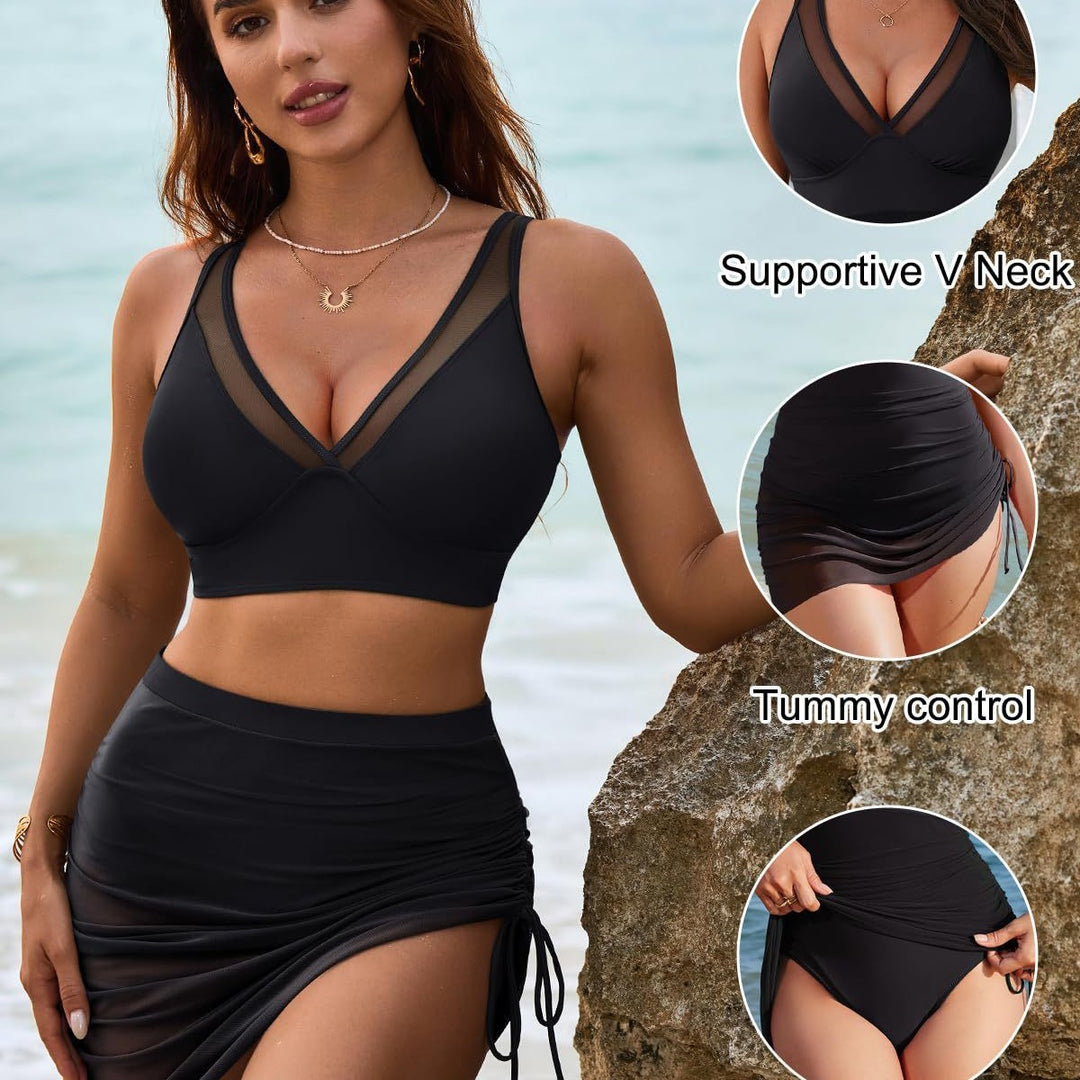 Women’s bikini set with adjustable straps and gathered skirt Mune Fashion