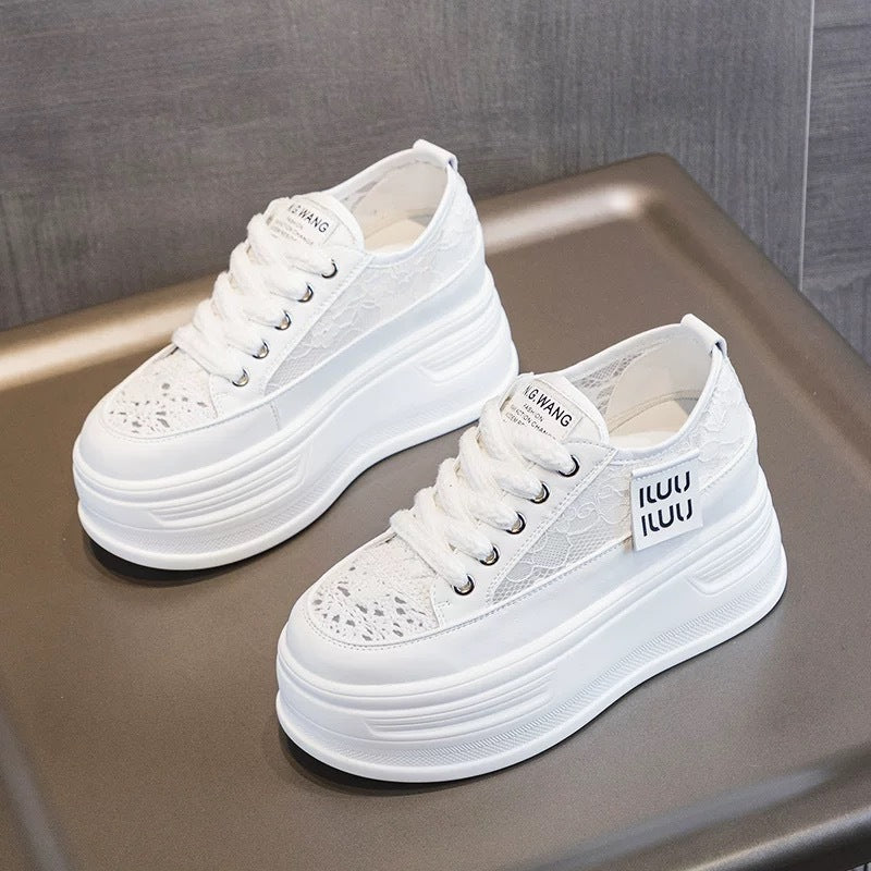 Women's Chunky Platform Sneakers with Breathable Mesh Upper and Stylish Lacing Mune Fashion