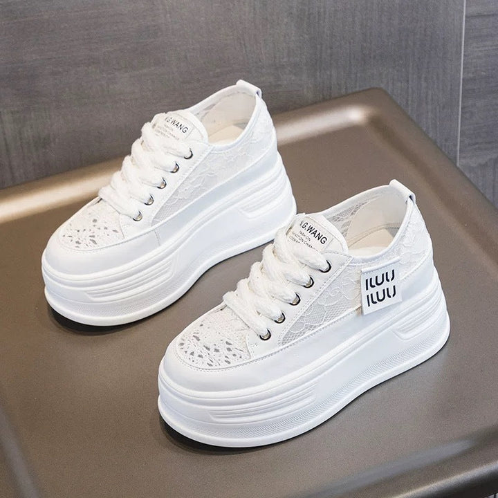 Women's Chunky Platform Sneakers with Breathable Mesh Upper and Stylish Lacing Mune Fashion