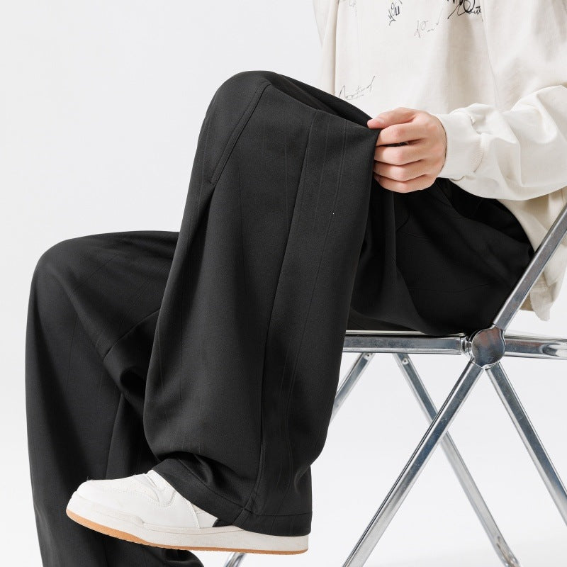 Men's Extra Wide Relaxed Leisure Pants made of French Terry with drawstring, pleats & oversized leg Mune Fashion