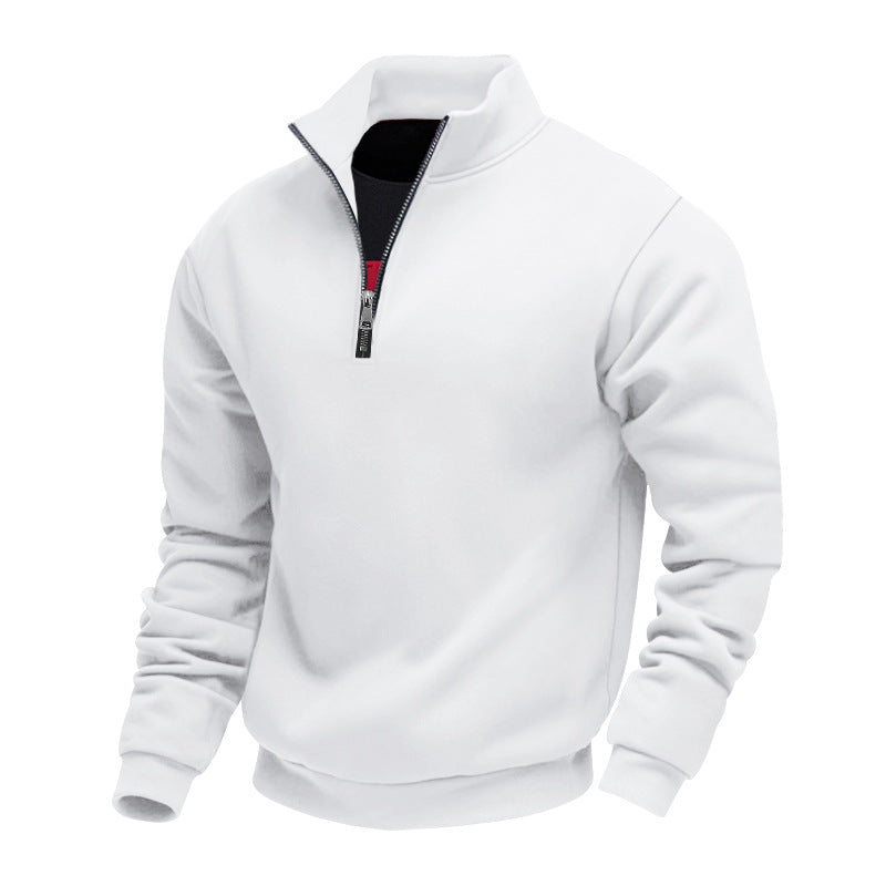Men's brushed sweat half-zip with contrasting inner collar and elastic hem Mune Fashion