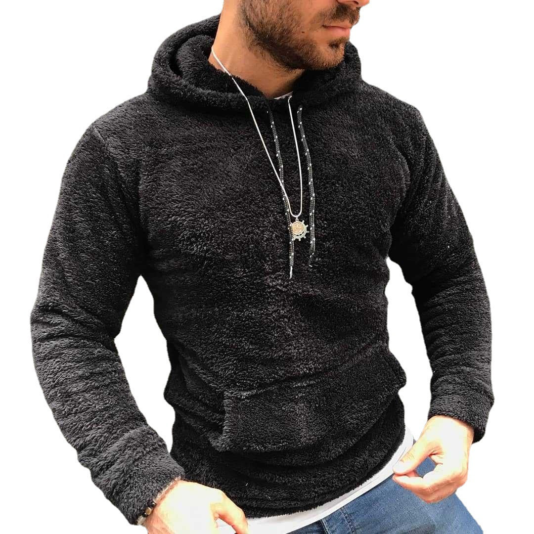 Men's Nano Teddy Plush Hoodie with Slim Fit and Kangaroo Pocket Mune Fashion