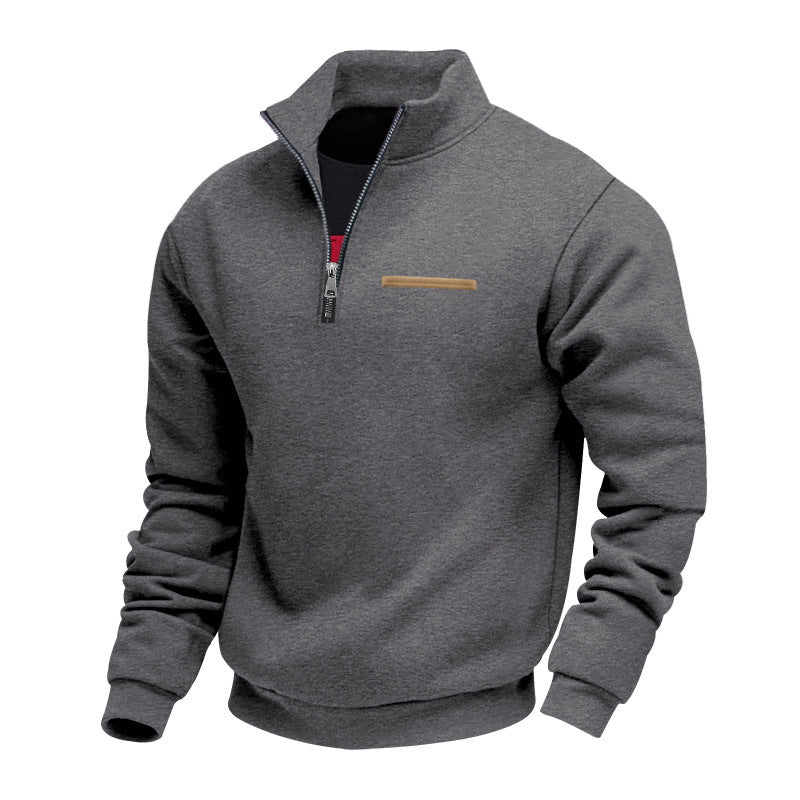 Men's Nan Sweatshirt with Half Zip, Stand Collar and Chest Welt Pocket Mune Fashion