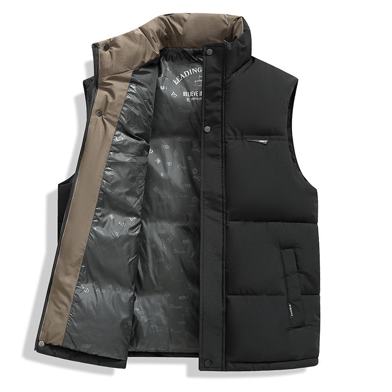 Men's thermo puffer vest with reinforced collar, dual closure & lining with logo print Mune Fashion