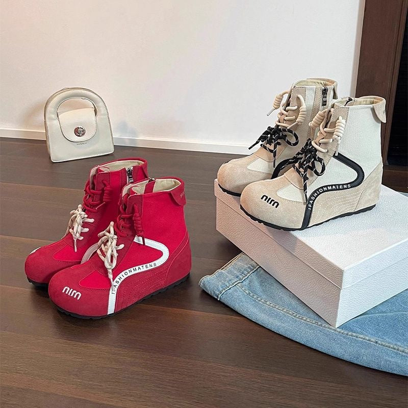 Women High-Top Sneakers with innovative lacing and zipper Mune Fashion