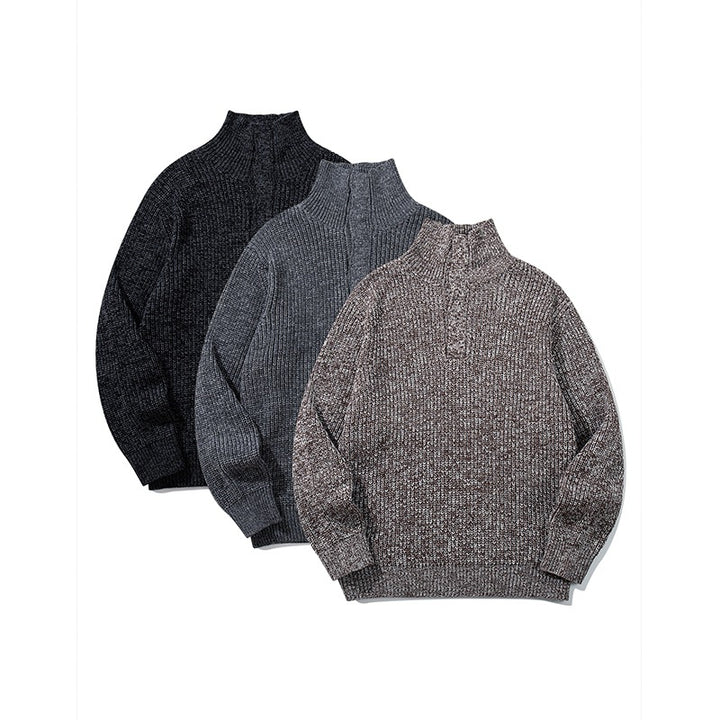 Unisex Chunky Knit Turtleneck Sweater with Half Button Placket Mune Fashion