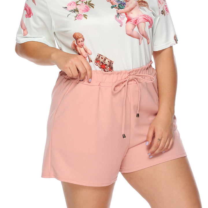 Women's casual top with unique angel print and comfy shorts Mune Fashion
