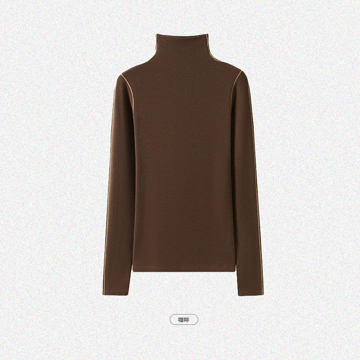 Women's Slim-Fit Turtleneck Fine Knit Shirt with Long Sleeve Mune Fashion