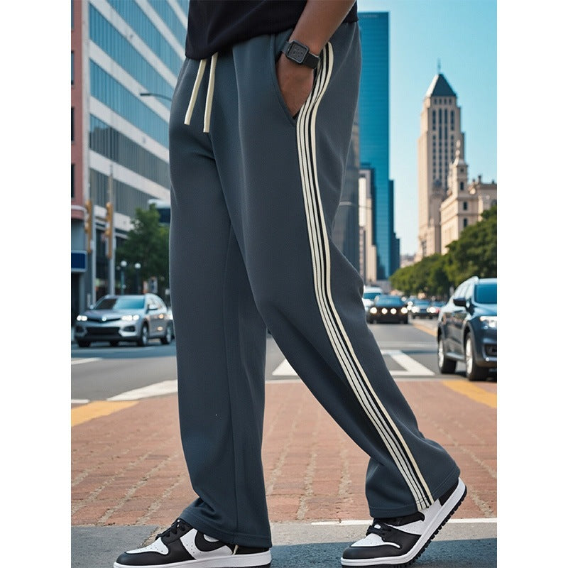 Men's Sporty Leisure Pants with Contrast Stripes Mune Fashion
