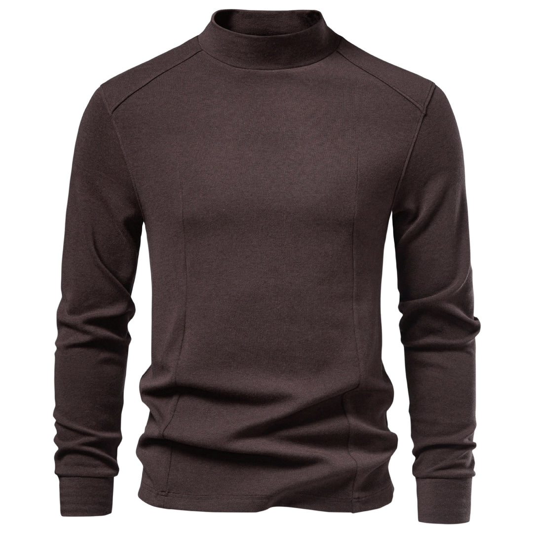 Men's Long Sleeve Sweatshirt with Narrow Standing Collar and Cotton Blend Mune Fashion