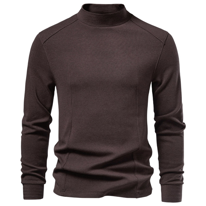 Men's Long Sleeve Sweatshirt with Narrow Standing Collar and Cotton Blend Mune Fashion