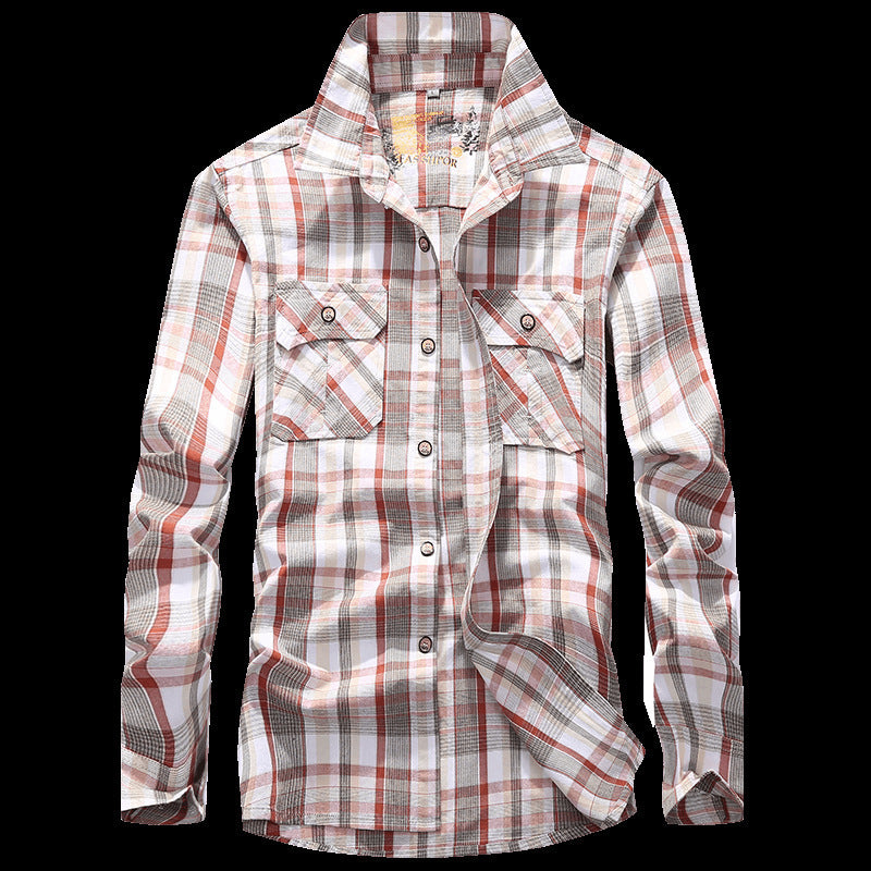 Men's checked shirt jacket in worker style with chest flap pockets Mune Fashion