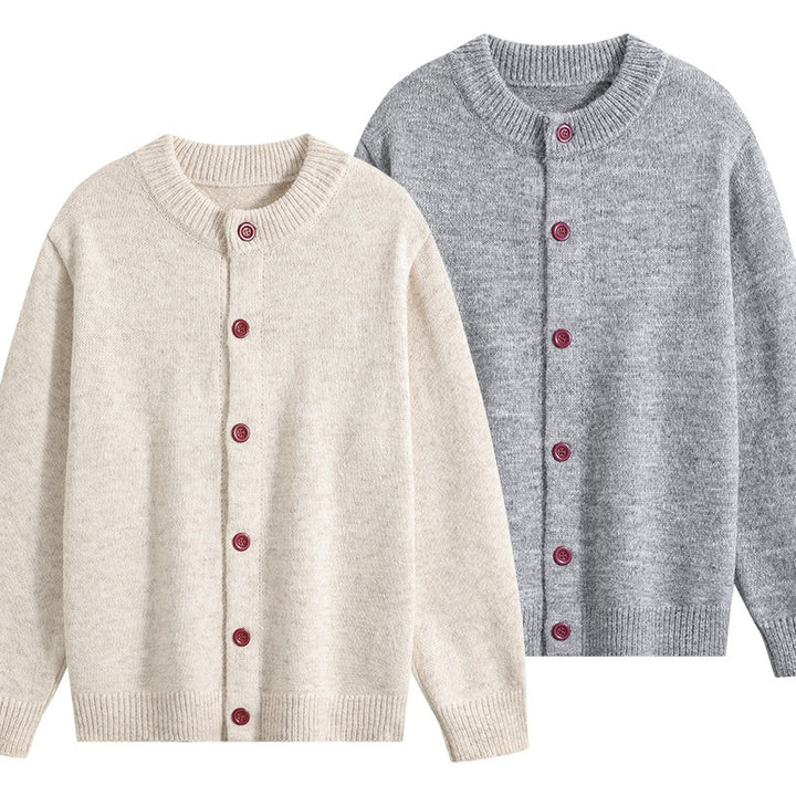 Women's Oversized Cardigan with Round Neck, Ribbed Hem & Contrast Buttons Mune Fashion