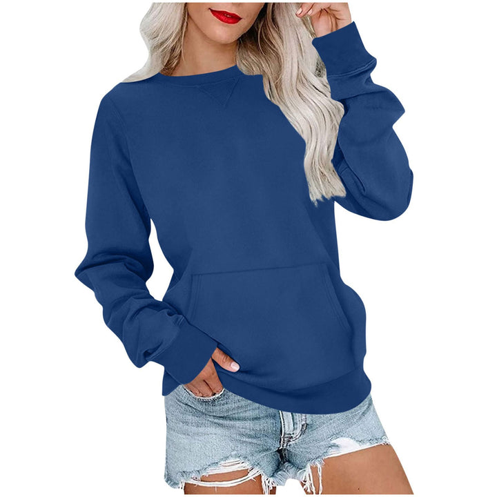 Women's Loose Sweatshirt with Round Neckline and Kangaroo Pocket Mune Fashion