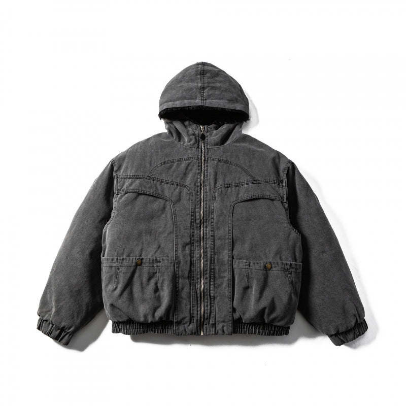 Unisex Boxy-Canvas-Hooded Jacket with Teddy Lining and Utility Pockets Mune Fashion