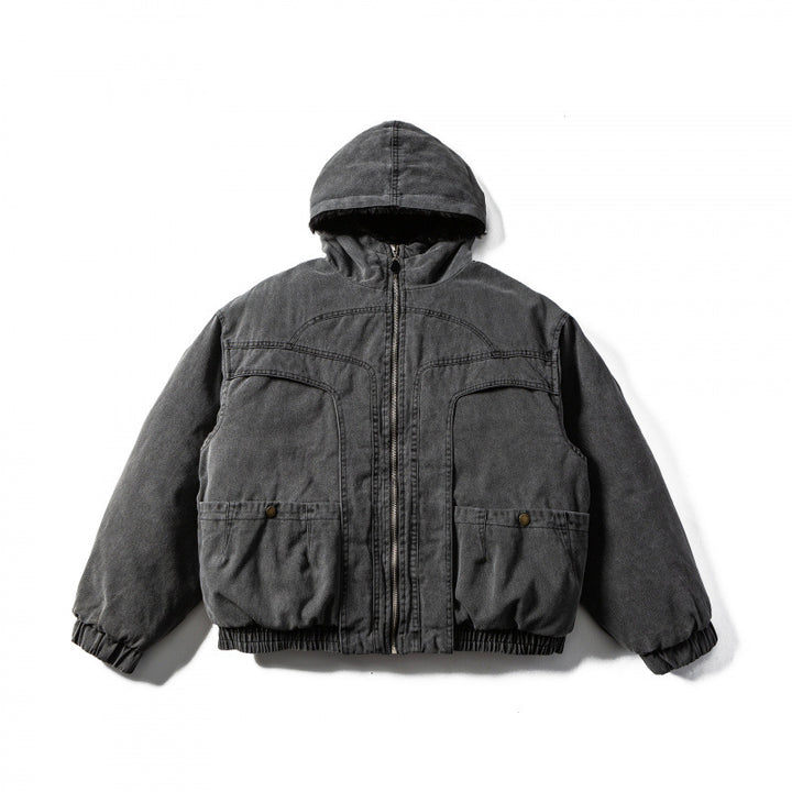Unisex Boxy-Canvas-Hooded Jacket with Teddy Lining and Utility Pockets Mune Fashion