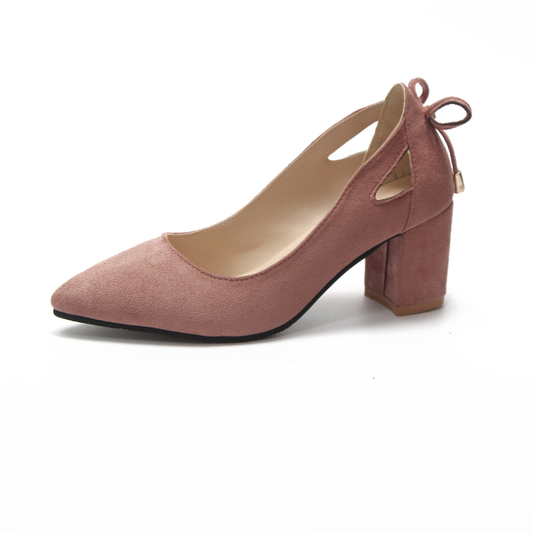 Ladies' pointed pumps with side cut-outs, heel strap with decorative cord and solid block heel Mune Fashion