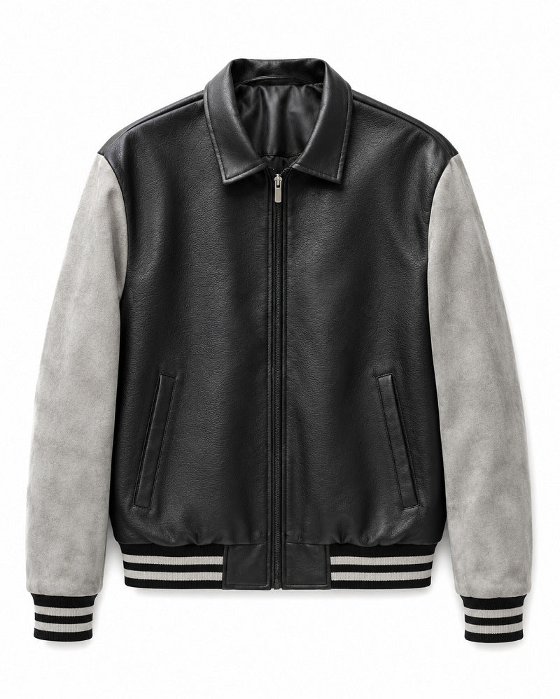 Men's Fashion Faux Leather Bomber Jacket Mune Fashion