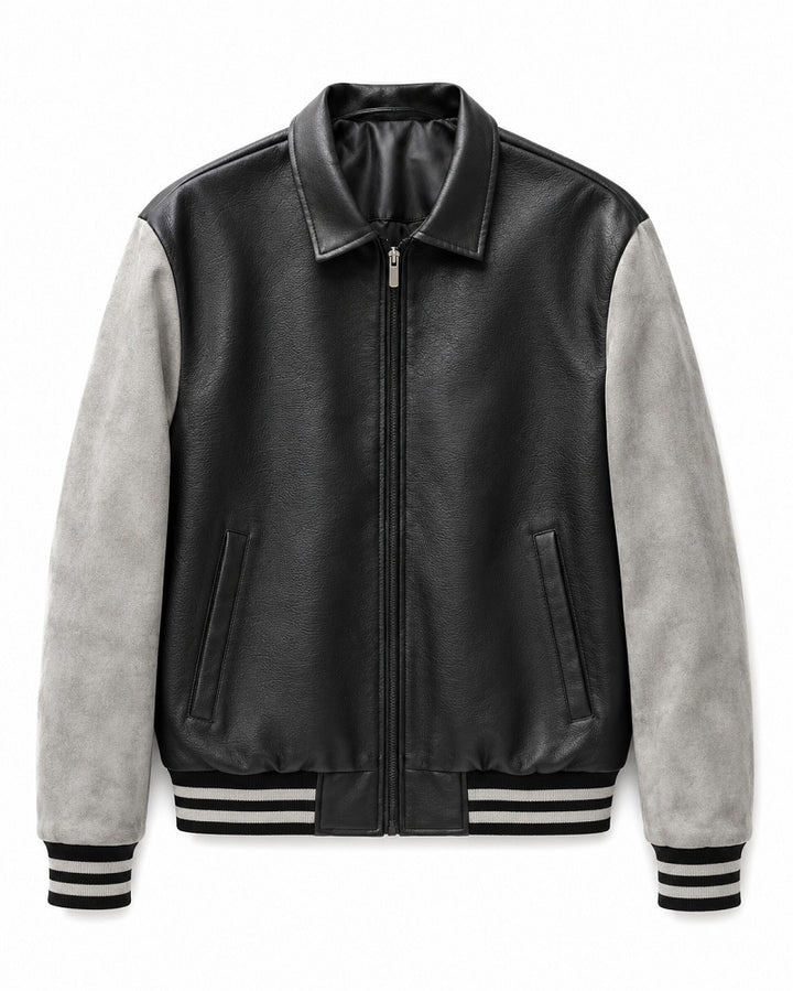 Men's Fashion Faux Leather Bomber Jacket Mune Fashion