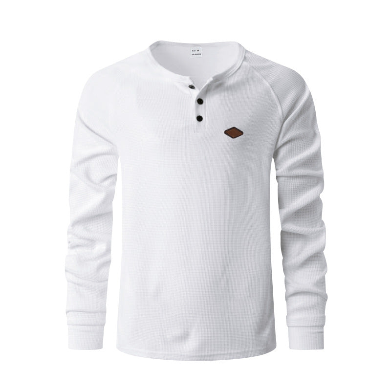 Men's structured long-sleeve shirt with short button placket, raglan sleeves, and subtle logo application Mune Fashion
