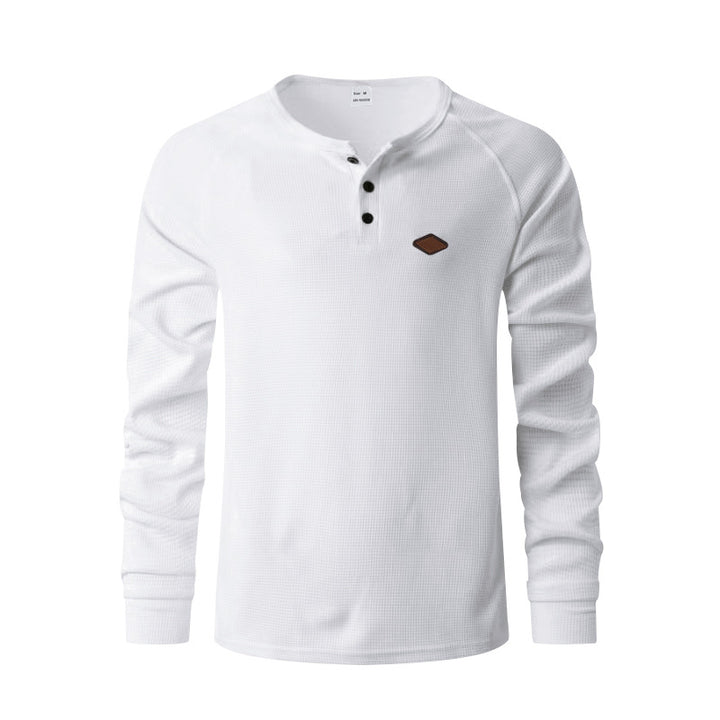 Men's structured long-sleeve shirt with short button placket, raglan sleeves, and subtle logo application Mune Fashion
