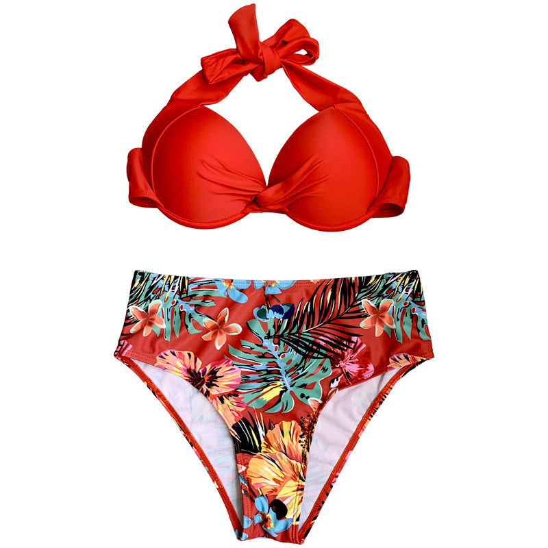 Ladies high-waisted bikini with elegant knot details Mune Fashion