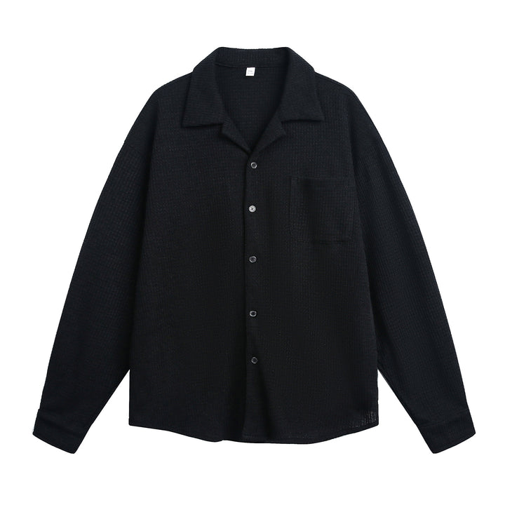 Unisex Comfortable Overshirt made of textured knit with shirt collar and chest pocket Mune Fashion
