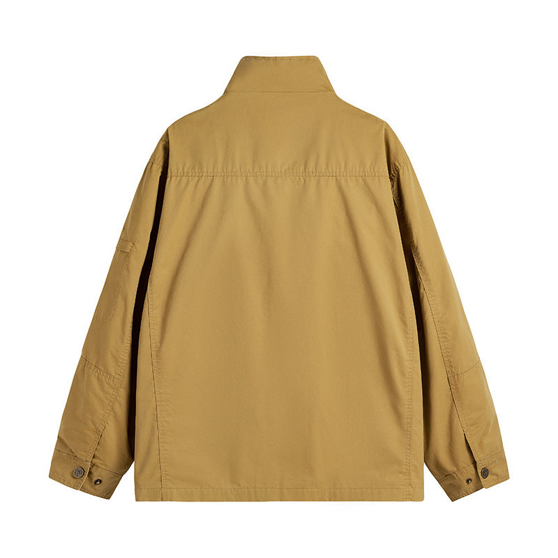 Men's Lightweight Utility Field Jacket with Stand Collar and Multiple Pockets Mune Fashion