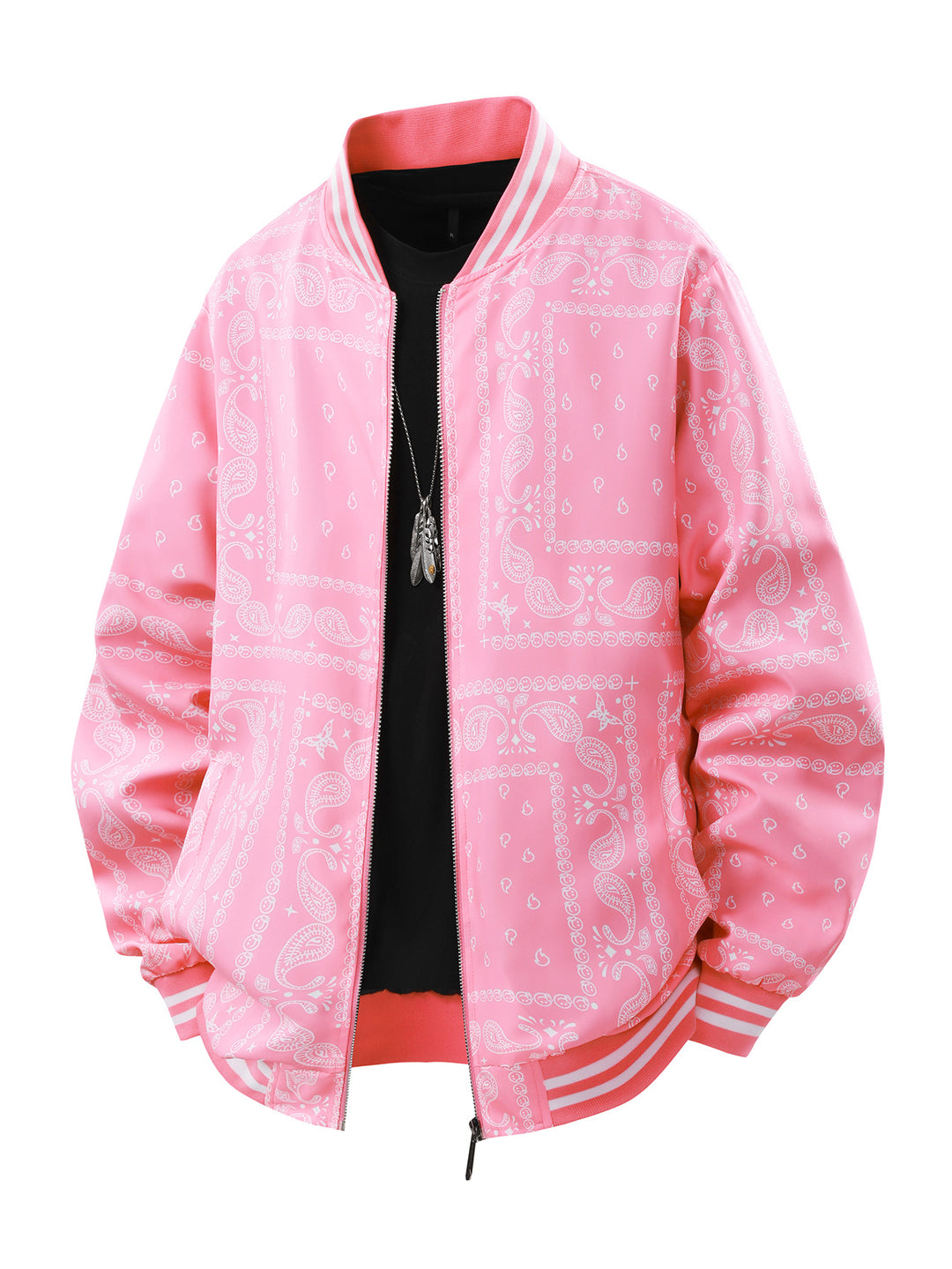 Men's Cool Bomber Jacket with Paisley Pattern Mune Fashion