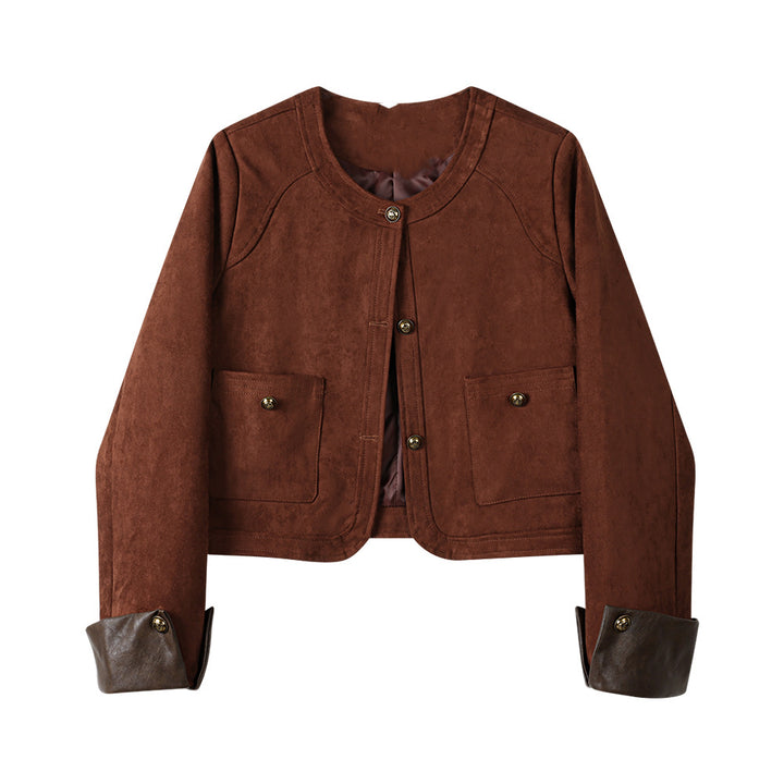 Women's Fashionable Suede Jacket with Pockets Mune Fashion